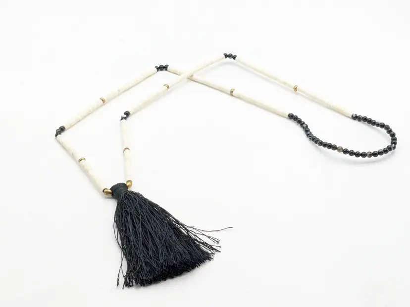 Heishi Beaded Fringe Necklace Boho Jewelry