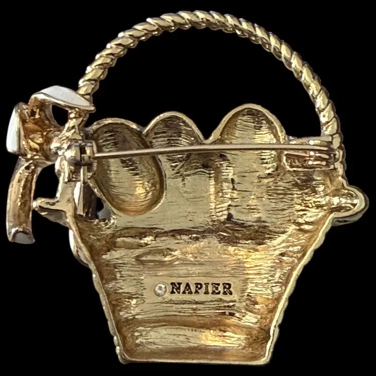 Napier Easter Basket Of Eggs Brooch 2”