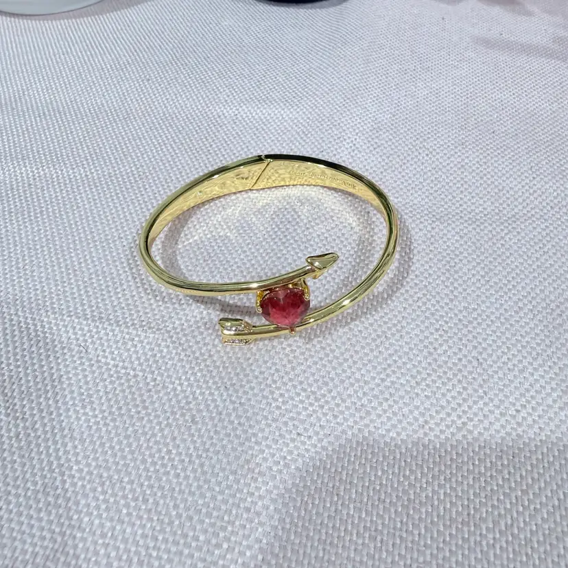 Kate Spade Gold Hinge Bangle Bracelet Red Stone