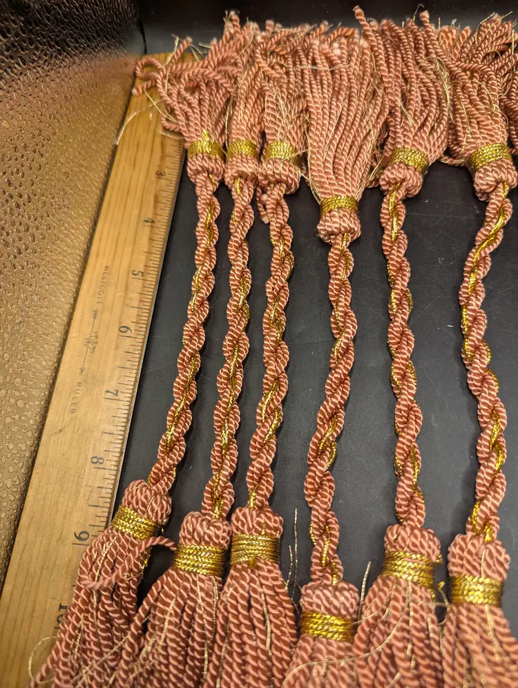 Lot of 12 Christmas Tree Rope Garland Tassel Ties 8 Victorian Pink and Gold 4 Tri Color Pink and Gold
