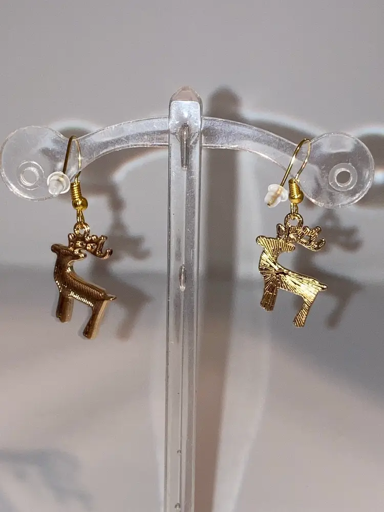 2 Day Sale! 🎉🎄🎉 #2 Reindeer Earrings! 1 1/2” Drop. Gold Tone Hardware. Made By Me! 🎄🌲🎄