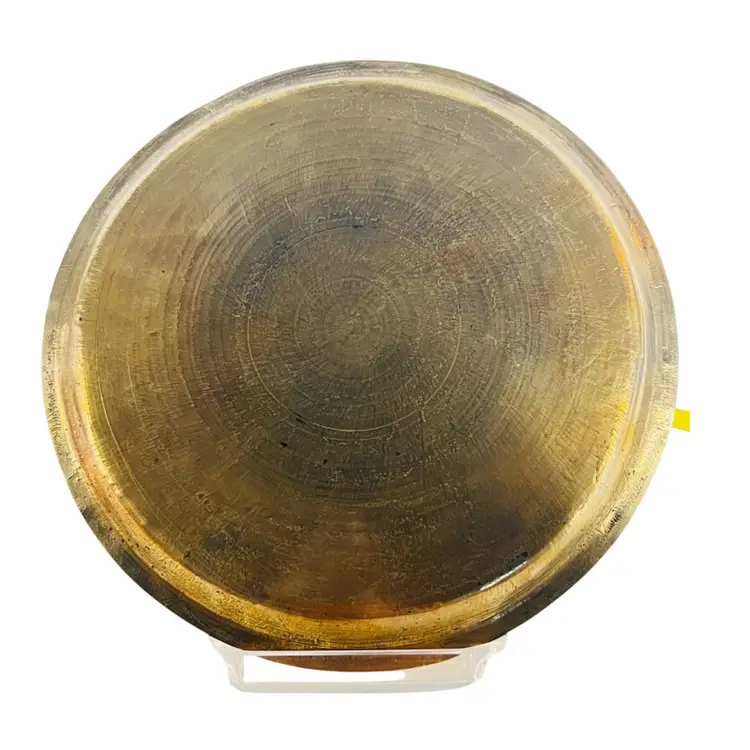 Vintage Brass Serving Tray
 Engraved Chinese Mother & Child
 9.75 x.5”