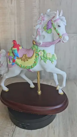Lenox 1992 Carousel Tropical Horse Figurine Parrot Porcelain w Base