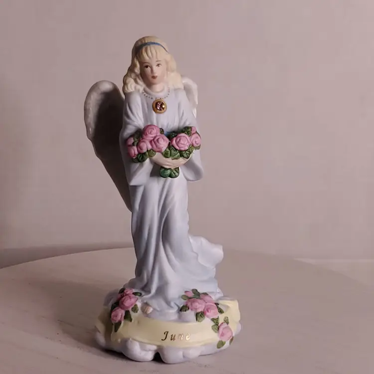 June Birthstone Porcelain Angel Figurine