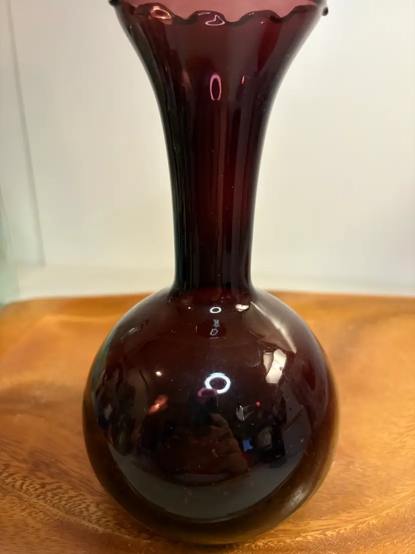 Mid Century Modern Deep Purple Bulbous Vase