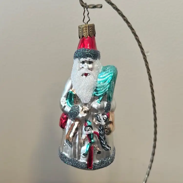 Silver Santa Ornament