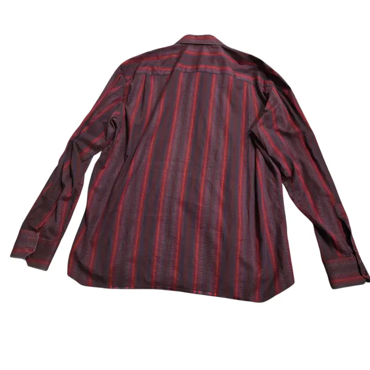 Luchiano Visconti Men’s Xl Red Ombre Stripe Paisley Flip Cuff Long Sleeve