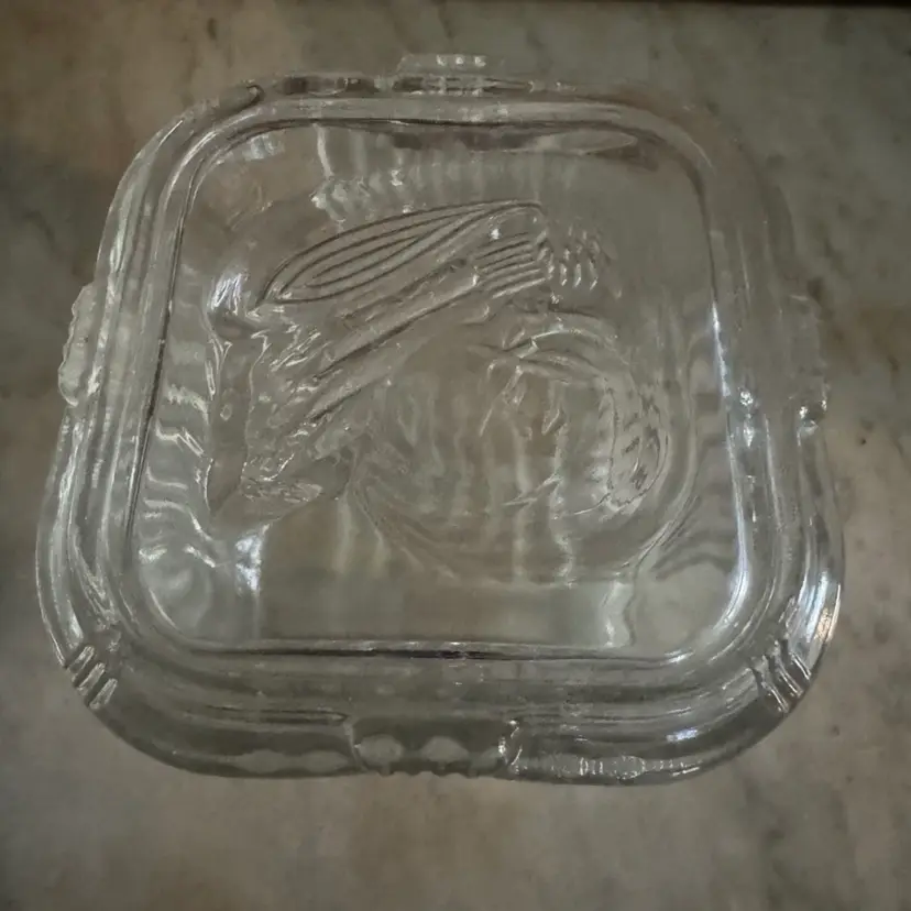 VTG Federal Glass Depression Veggie Fruit Clear Refrigerator Ribbed Dish W/Lid