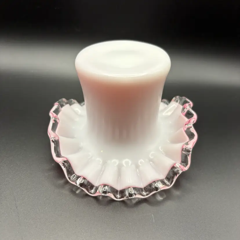Vintage 1950s Fenton Milk Glass And Peachblow Silver Crest Top Hat