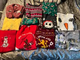Christmas Lot Of 12 Sweaters And Tshirts Adult Sizes