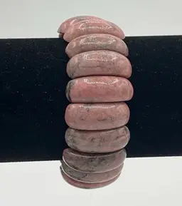 Natural Rhodonite Bangle Crystal Healing Heart & Root Chakra Stretch Bracelet