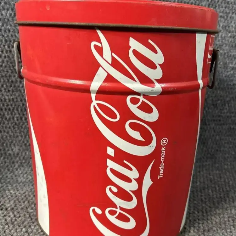 Vtg Coke Coca Cola Popcorn Tin 80s 90s Advertising EMPTY Red White Soda Ba