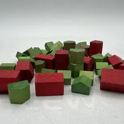 Lot Vintage Wood Monopoly Game Pieces 32 Houses & 12 Hotels COMPLETE Parts ONLY