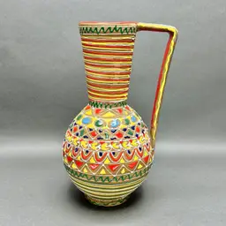 Vintage 1950’s Mid Century Modern Marmaca Italy Enameled Ceramic Art Pottery Pitcher