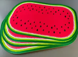 Watermelon Placemats Set Lot 4 Vinyl Foam Summer Vintage Deco Foam Made in USA