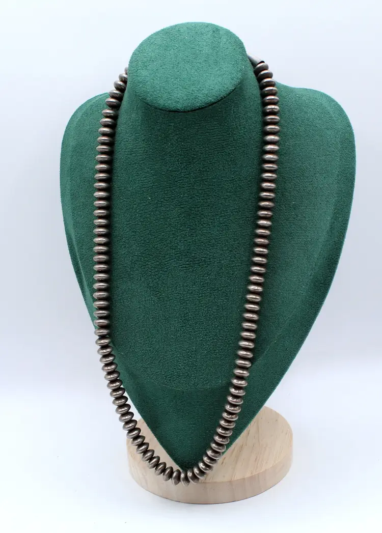 Vintage Native American sterling silver beaded 22.5" necklace 96g