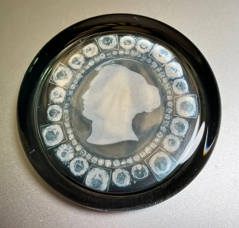 Glass Paperweight With British Image