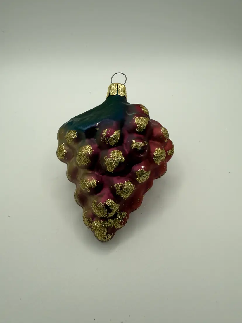 Vintage Grape Cluster Christmas Ornament Blown Glass