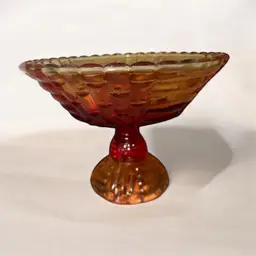 Vintage 1950s Jeannette Glass Amberina Louisa Footed Fruit Bowl Compote