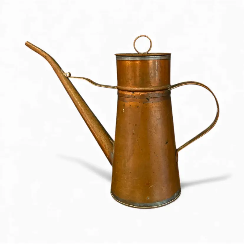 Vintage Copper Watering Can with Spout and Lid