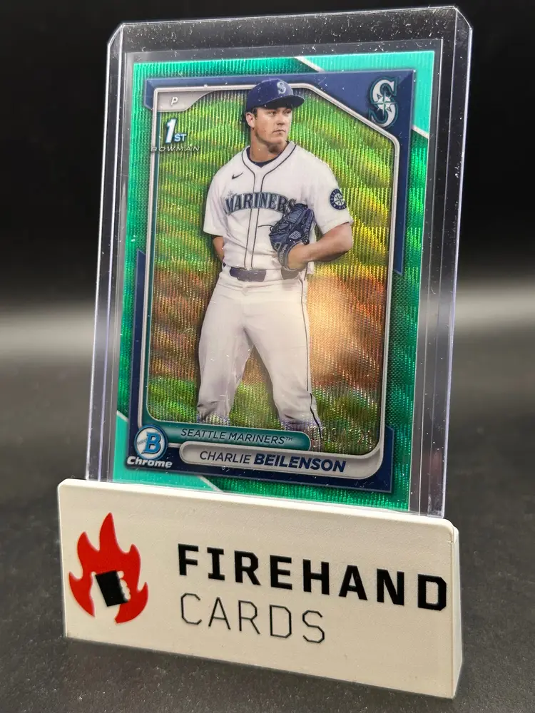 Charlie Beilenson 2024 Bowman Draft Aqua Wave Refractor Seattle Mariners 098/125