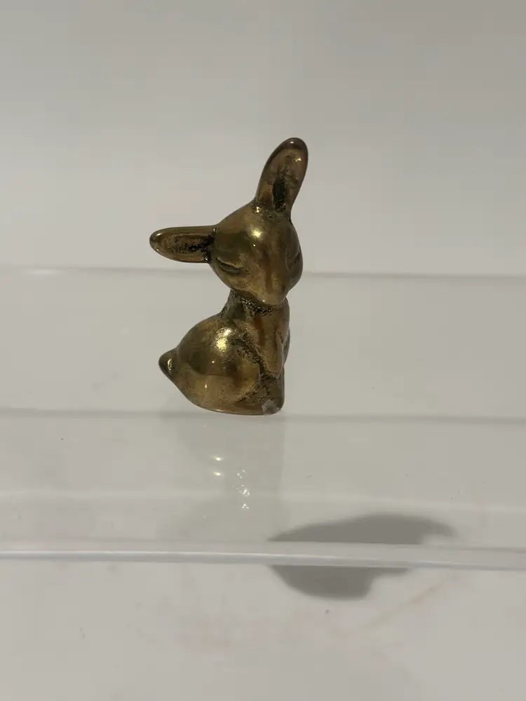 Vintage Miniature Solid Brass Rabbit Figurine Paperweight Animal 