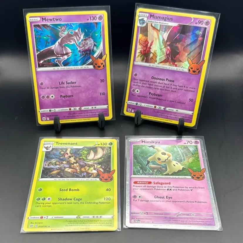 Pokémon Lot Mewtwo Holo, Mismagius Holo, Trevenant Holo, Mimikyu Holo