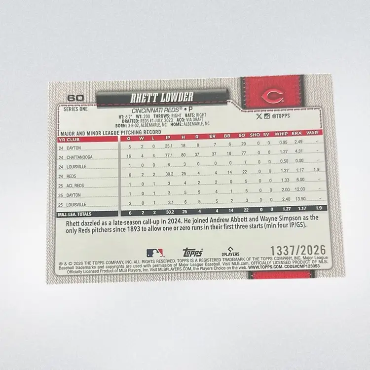 Rhett Lowder 2026 Topps 75th Anniversary Future Stars 1137/2026