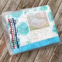 Vintage Beacon Blue Cameo Rose New Old Stock Blanket