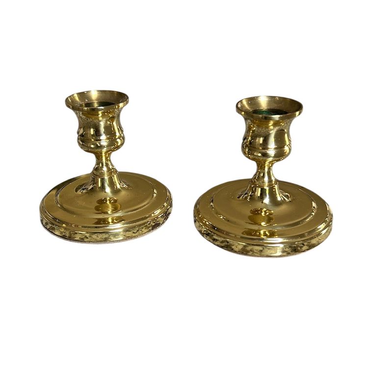 Vintage Gold Tone Brass Baldwin America Candlestick Holders