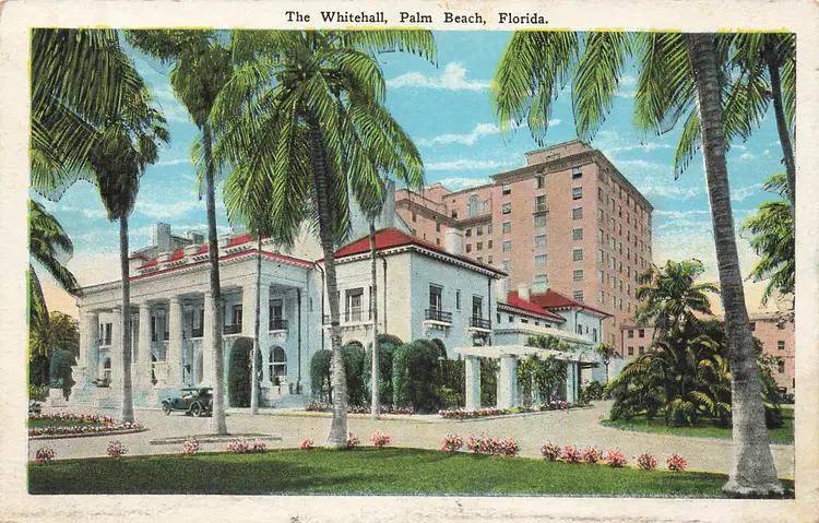 PALM BEACH FLORIDA~THE WHITEHALL~ANTIQUE VINTAGE POSTCARD