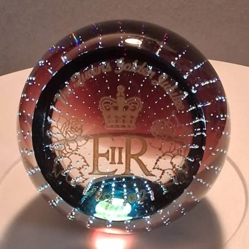 Caithness, VERY LE, 'The Queen's Jubilee' Faceted, Bullicante 'Congratulations' Paperweight, VERY RARE