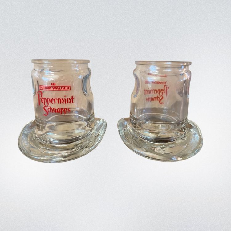 Shot Glasses Vintage 1997 Hiram Walker Peppermint Schnapps Cowboy Hats