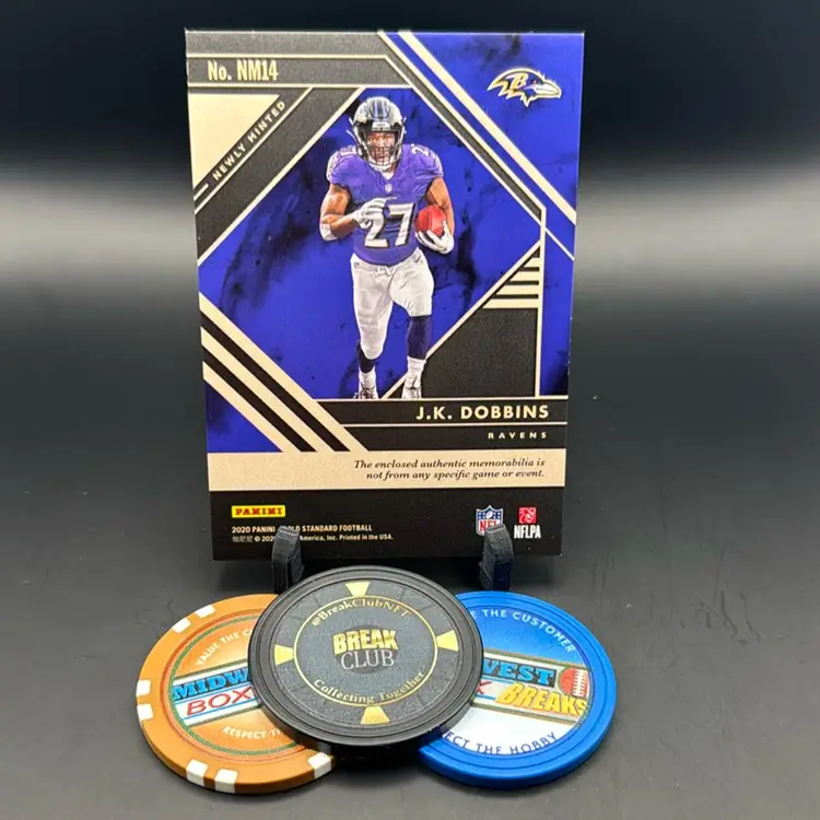 J.K. Dobbins Newly Minted 17/49 Prime 4 Color Patch 2020 Good Standard Baltimore Ravens