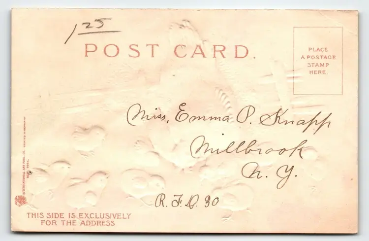 Easter Postcard Rooster Baby Chicks Embossed Greetings Germany International Art