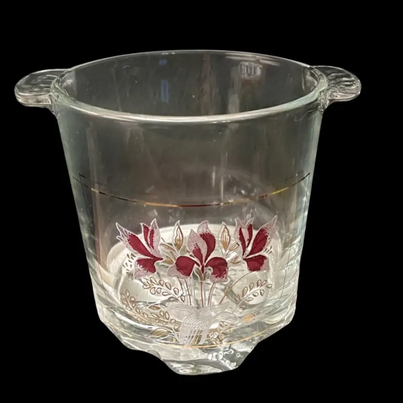 Vintage MCM Cerve DeValBor Iris Glass Ice Bucket Made in Italy 5 "H