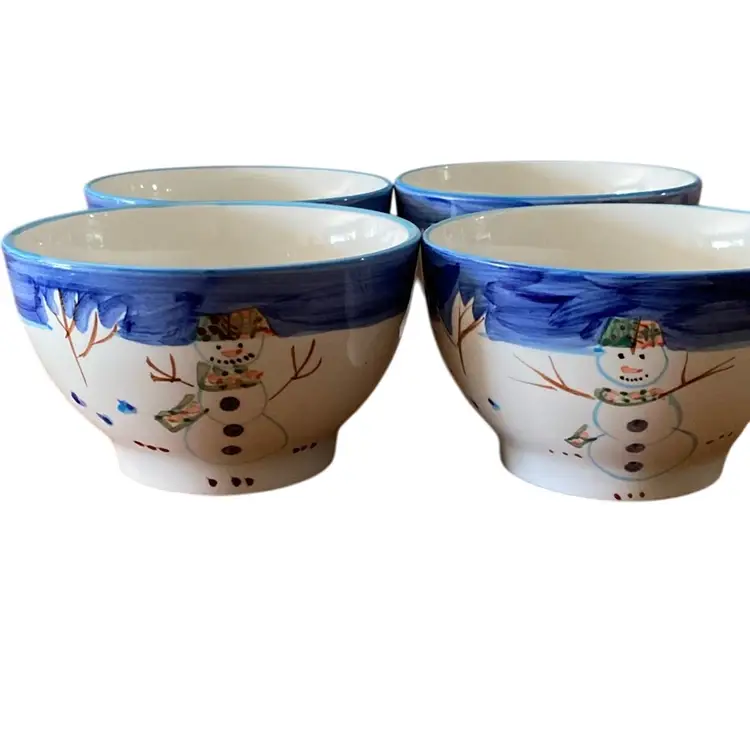 Vintage 5 1/4” Snowman Serving Bowls - Lot Of 4.