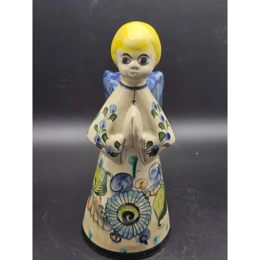 Tonala Vtg Angel Praying Candle Stick Holder Signed