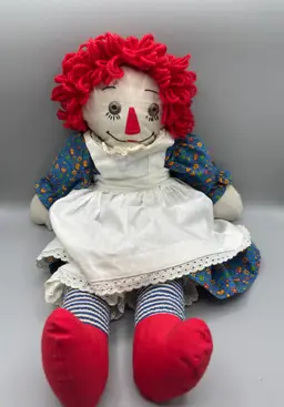 Raggedy Ann Doll Plush 20” Stuffed Toy Metal Button Eyes