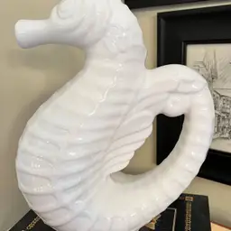 White Glazed Ceramic Seahorse Pitcher by Sanor Ceramica Portugal