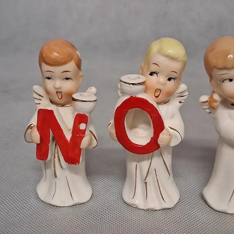 RELCO NOEL Singing Caroling Angels Candle Holders 50s 60s- N is Damaged/Repaired