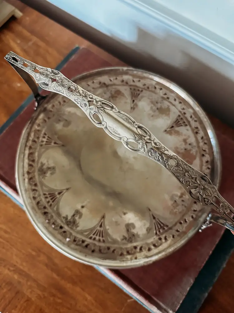 Footed Silver Plate Bride Basket