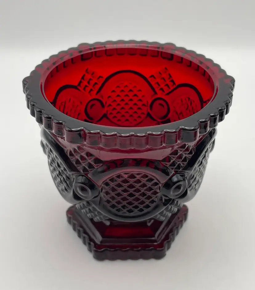 Avon 1876 Cape Cod Ruby Collection Red Glass Open Sugar Bowl Excellent Condition