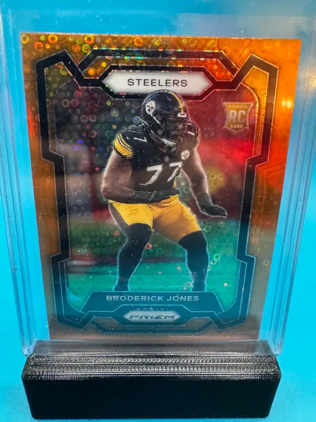 Broderick Jones Orange Disco Prizm RC Pittsburgh Steelers