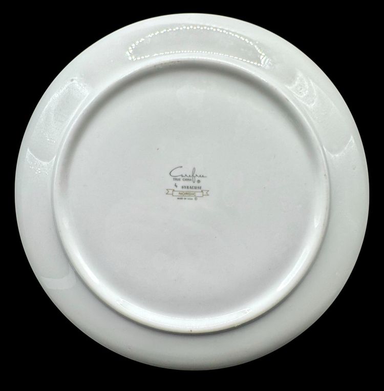 Vintage Carefree Syracuse China Nordic Dinner Plate Mid Century Green Blue 10”