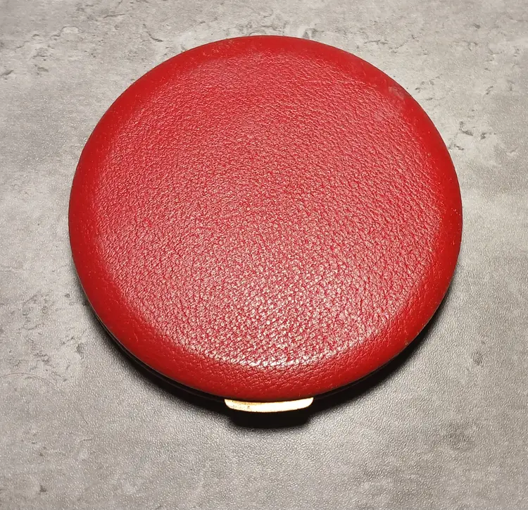 Vintage Rex Saks Fifth Avenue Red Leather Floral Compact 1940s
