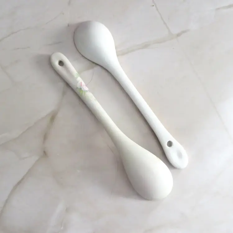 Pair Of Vintage Decorative Ceramic Spoons Floral