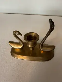 Vintage Brass Swan Candlestick Holder