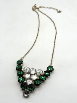 Green rhinestone triangle necklace