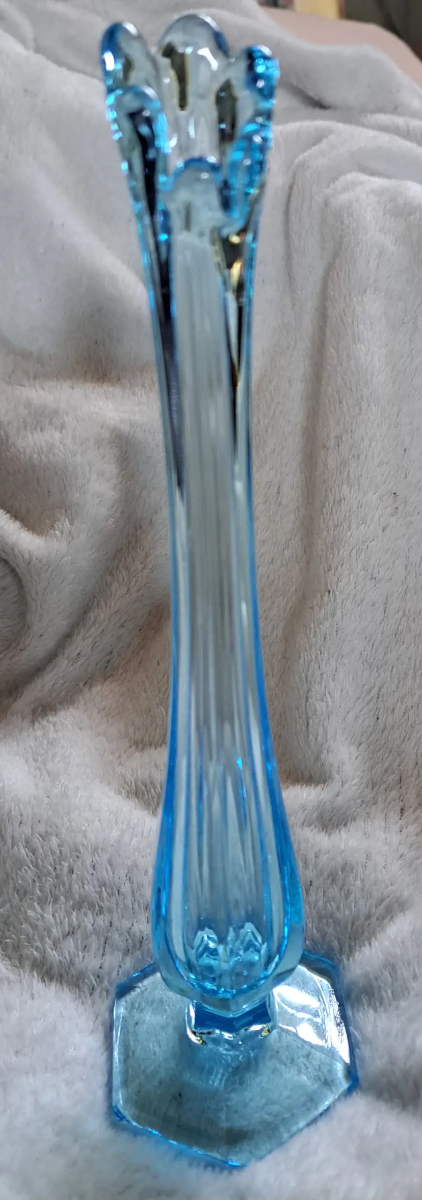 Vintage Glass Swung Vase Sky Blue